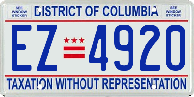 DC license plate EZ4920