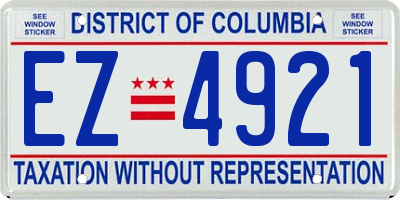 DC license plate EZ4921