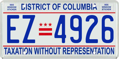 DC license plate EZ4926