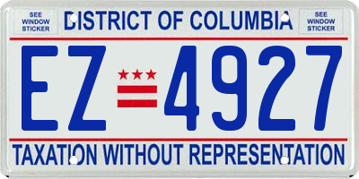 DC license plate EZ4927