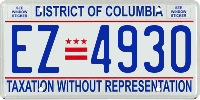 DC license plate EZ4930