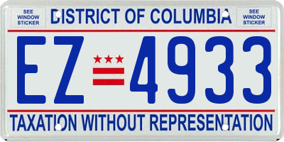 DC license plate EZ4933