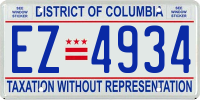 DC license plate EZ4934