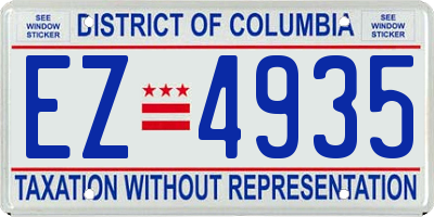 DC license plate EZ4935