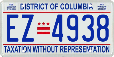 DC license plate EZ4938