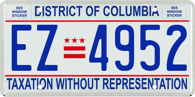 DC license plate EZ4952