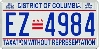 DC license plate EZ4984