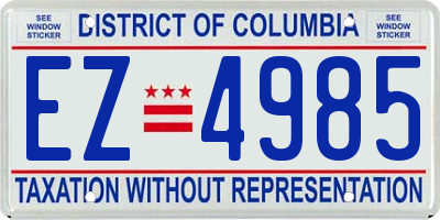 DC license plate EZ4985