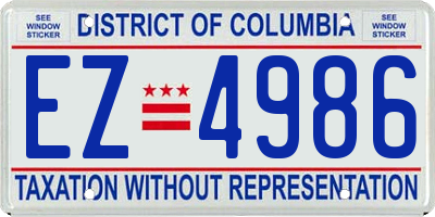 DC license plate EZ4986