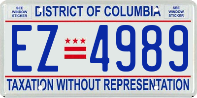 DC license plate EZ4989