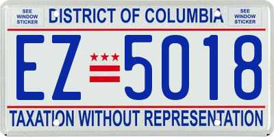 DC license plate EZ5018