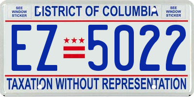 DC license plate EZ5022