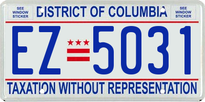 DC license plate EZ5031