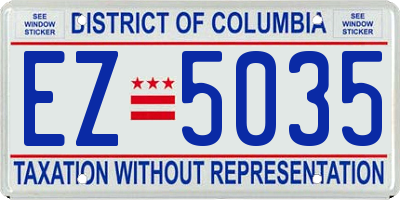 DC license plate EZ5035