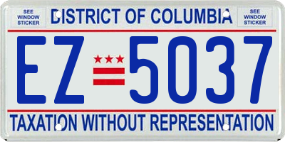 DC license plate EZ5037