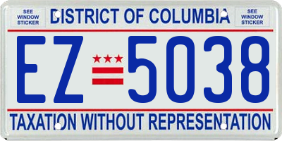 DC license plate EZ5038