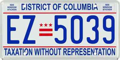 DC license plate EZ5039