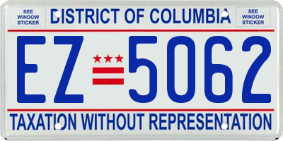 DC license plate EZ5062