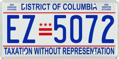 DC license plate EZ5072