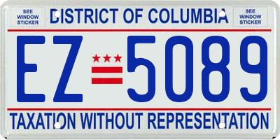 DC license plate EZ5089