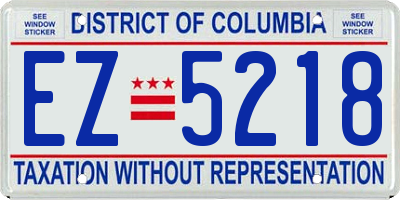 DC license plate EZ5218