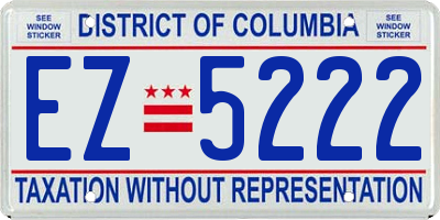 DC license plate EZ5222