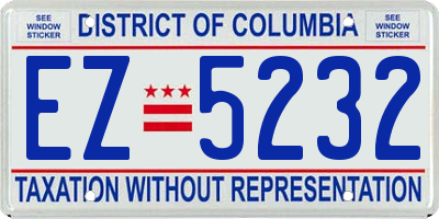 DC license plate EZ5232