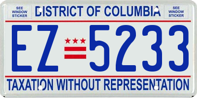 DC license plate EZ5233