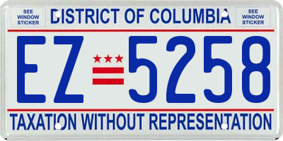 DC license plate EZ5258