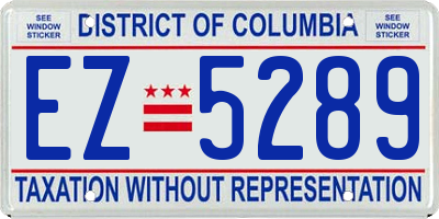 DC license plate EZ5289