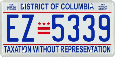 DC license plate EZ5339