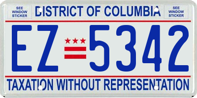 DC license plate EZ5342