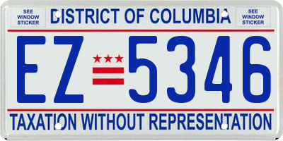 DC license plate EZ5346