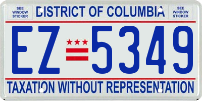 DC license plate EZ5349