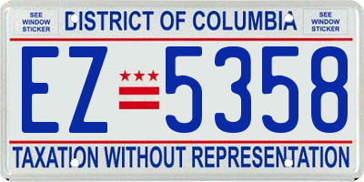 DC license plate EZ5358