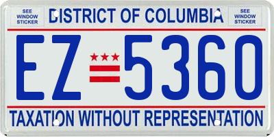 DC license plate EZ5360