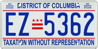 DC license plate EZ5362