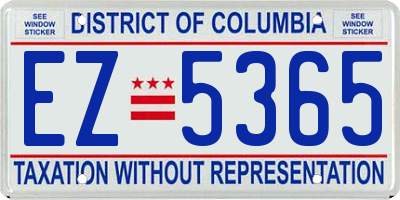 DC license plate EZ5365