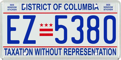 DC license plate EZ5380