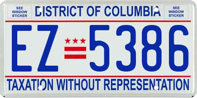 DC license plate EZ5386