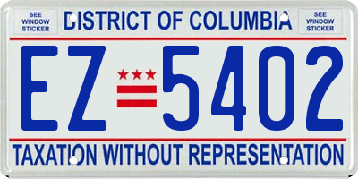 DC license plate EZ5402