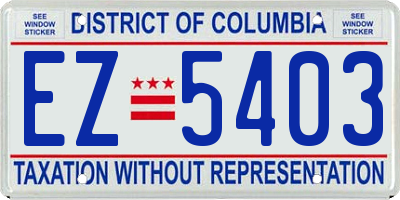 DC license plate EZ5403