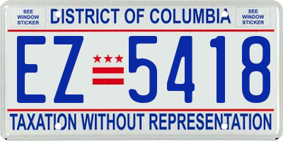 DC license plate EZ5418