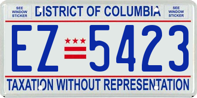 DC license plate EZ5423