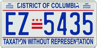 DC license plate EZ5435