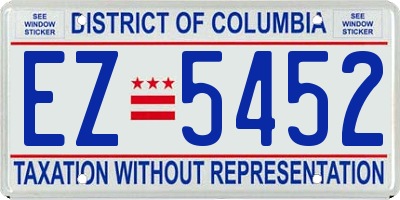 DC license plate EZ5452