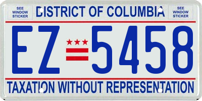 DC license plate EZ5458