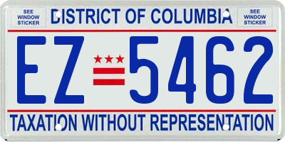 DC license plate EZ5462