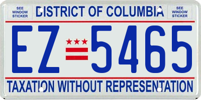 DC license plate EZ5465