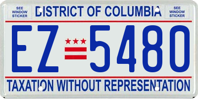 DC license plate EZ5480